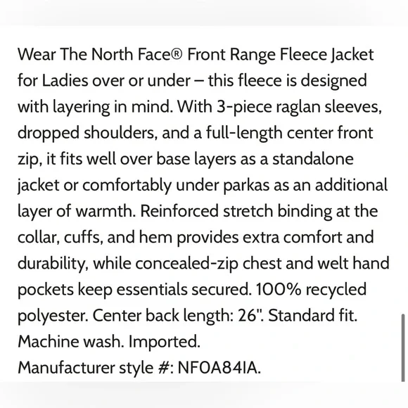 NWT NORTH FACE FRONT RANGE ULTRA SOFT FULL ZIP 100% RECYCLED POLYESTER JACKET XS - Picture 4 of 11